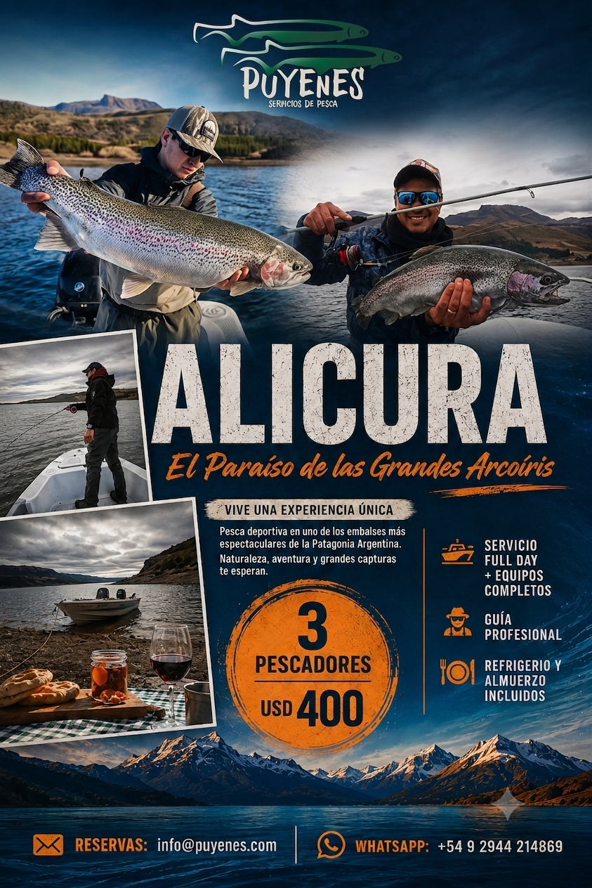 Experiencia de pesca en Alicurá y el Limay