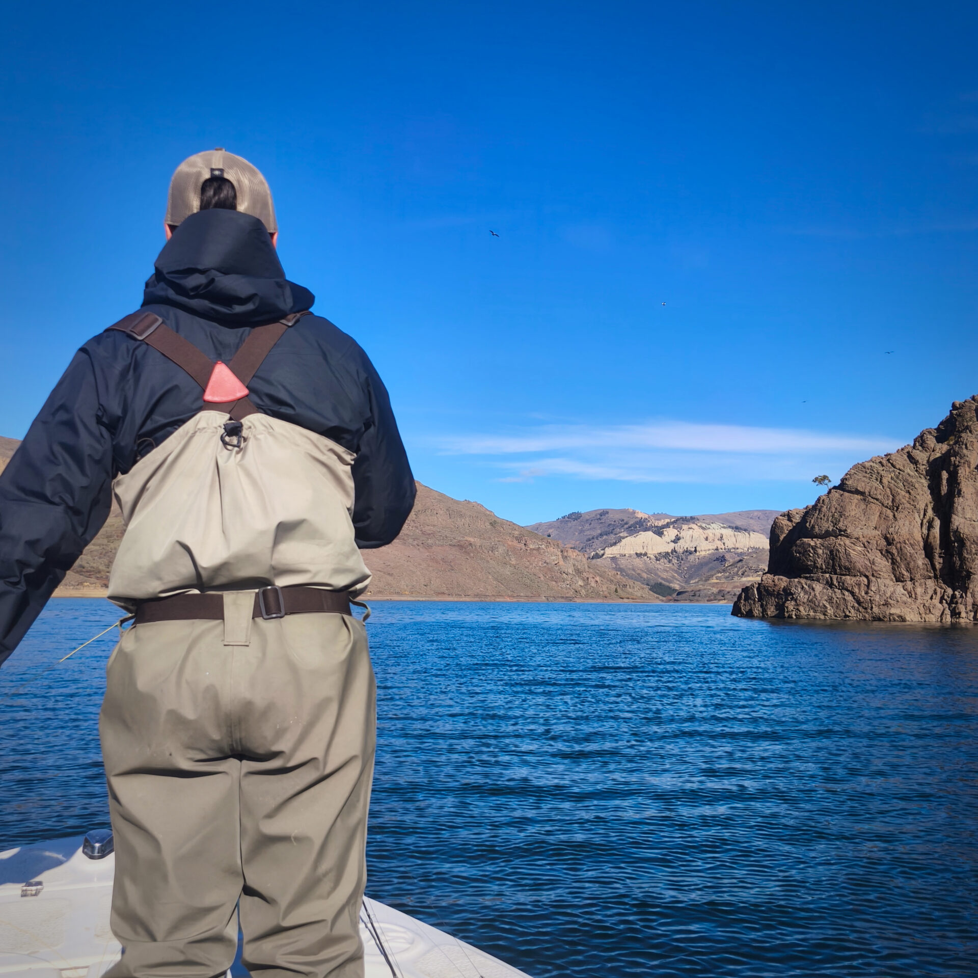 Fly fishing on Lake Alicurá, Patagonia